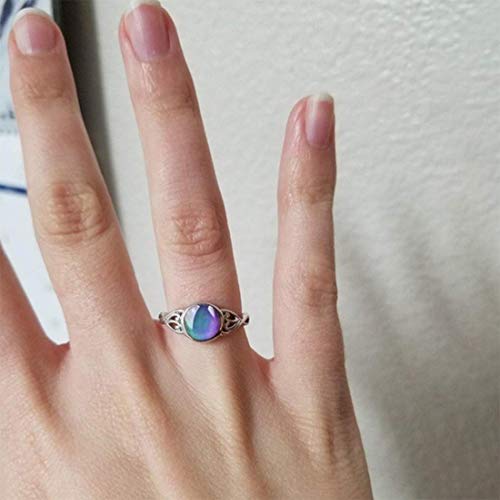 LVTING 925 Silver Temperature-Control Changeable Ring Mood Change Color Rings Retro Flower Round Stone Engagement Mood Ring for Women3