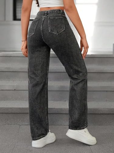 Image of KOTTY Women's High Waist Straight Fit Denim Jeans | Stretchable| Wide Leg & Regular Fit Stylish Wear