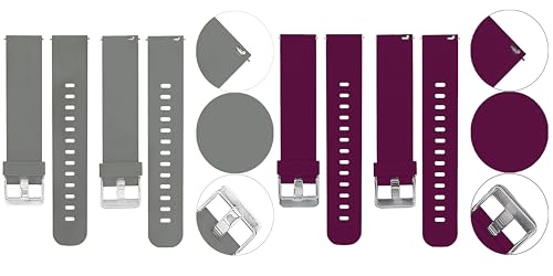 Image of ACM Pack of 2 Watch Strap Silicone Belt 22mm compatible with Beatxp Unbound Neo Smartwatch Casual Classic Band (Grey /Purple)