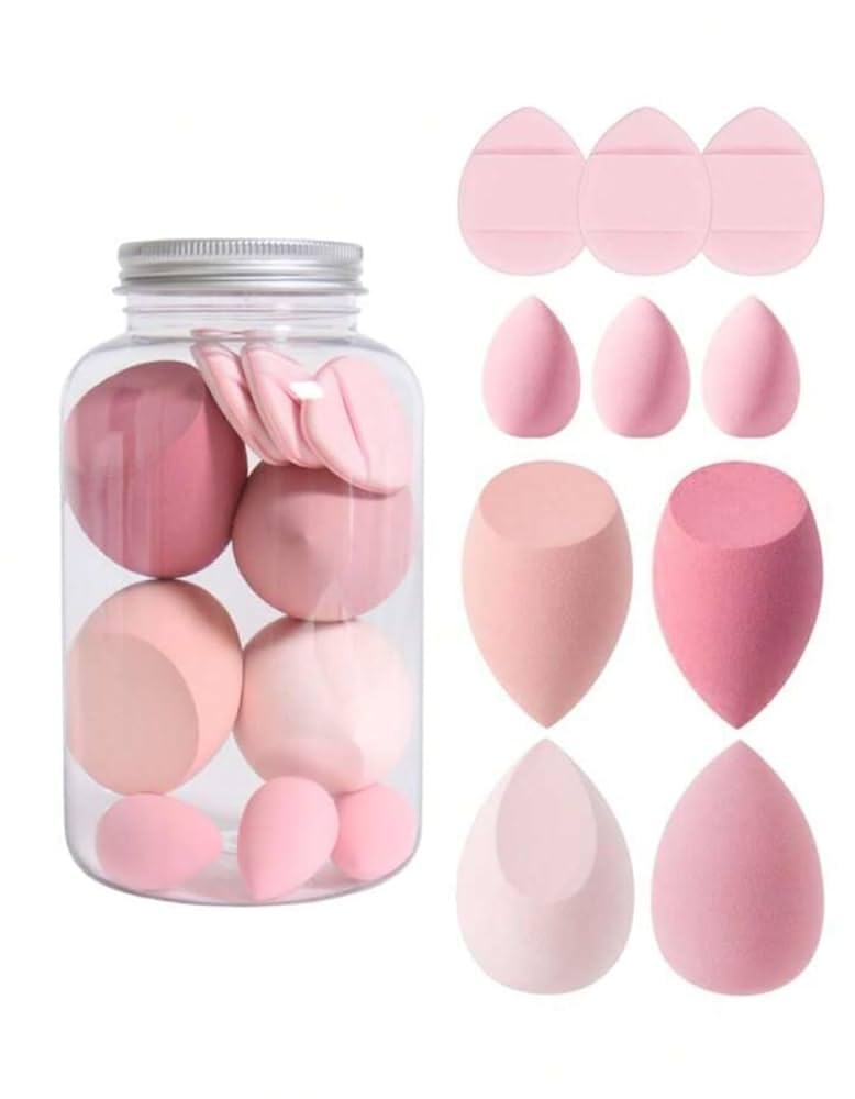 My Colors 10 Pcs Makeup Sponges Set With Storage Case, 4 Blenders, 3 Mini Beauty Blenders, 3 Finger puff For Liquid, Cream & Powder, Multicolored for All types Of Skin for women & girls-picture-55