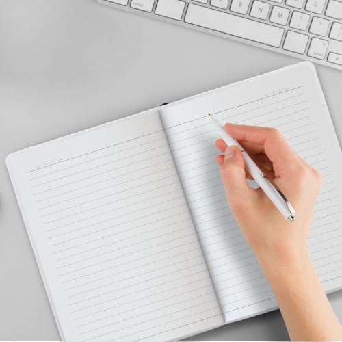 Image of Anupam Fluct Royal A5 Ruled Journal | 160 Pages | 80gsm | Matte Finish PVC Cover Notebook | pH Neutral And Acid Free Paper | Matching Elastic Closure | Ruled Sheets Good For Journaling Offices (White)