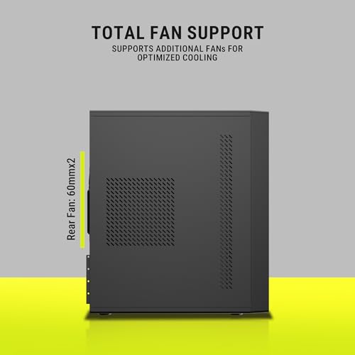 Image of Ant Value VM7P Slim Computer Case /Office Cabinet - Black | Support Micro ATX, ITX | Built-in 2X USB Ports, Pre-Installed Power Supply & 120mm Side Fan