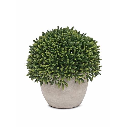 Image of Pure Home and Living Green Faux Round Grass with Cement Pot