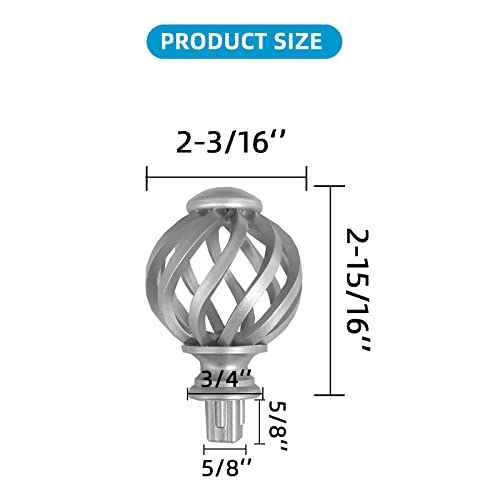 Kowibcl Finials For Curtain Rods, 4 Pcs Curtain Rod Finials For 5/8 Inch Dia Rod,Drapery Rod Finials Of Spiral Cage Shape thumb #1