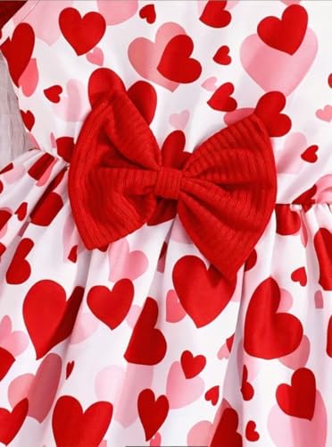 Image of Girls Valentine's Day Outfit Heart Love Print Sweatshirt Kids Girls Clothes Set