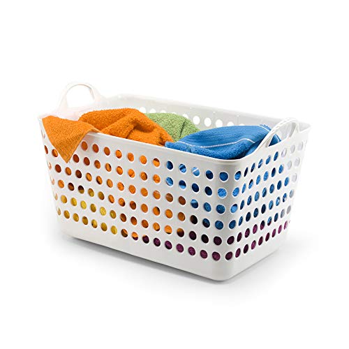 Kit com 3 Cestos Retangulares, 22lts, Branco, Arthi