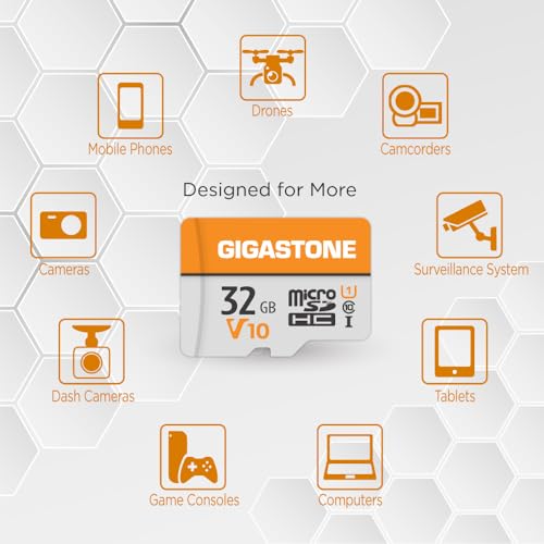 Image of GIGASTONE 32GB Micro SD Card 2-Pack, V10 Video Recording, Surveillance, Security Camera, Dash Cam, 90MB /s MicroSDHC Memory Card UHS-I Class 10, with Adapter