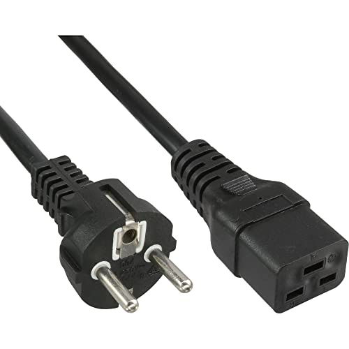 InLine 16658F Netzkabel 16A, Schutzkontakt gerade auf Kaltger&auml;testecker IEC320/C19, 2m