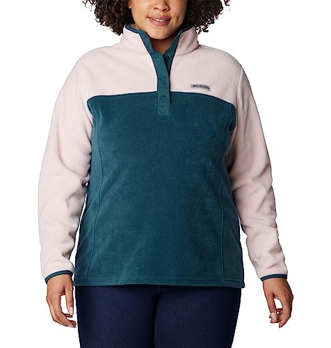 Image of Columbia Womens Benton Springs Half Snap II Pull Over Fleece Jacket, Dark Stone /Canoe /Vintage Blue, 3X