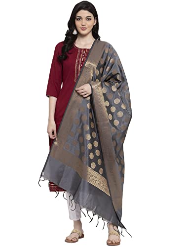 Brocade Red Woman's Indian Ethnic Chunni, Dupatta, Stole, Scarf Shawl Wrap Banarasi, Silk