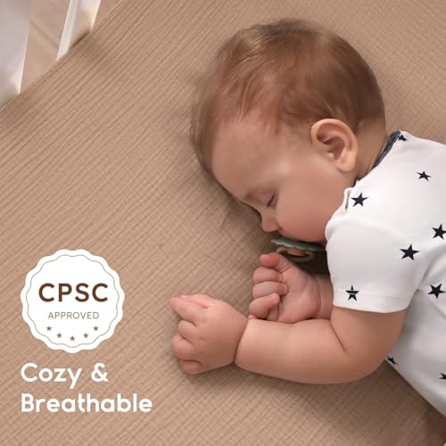 Image of Yoofoss Muslin Crib Sheets for Boys Girls 100% Cotton Fitted Baby Crib Sheet 2 Pack Soft and Breathable for Standard Crib Mattress & Toddler Mattress 52 inchx28 inch Gradient Blue