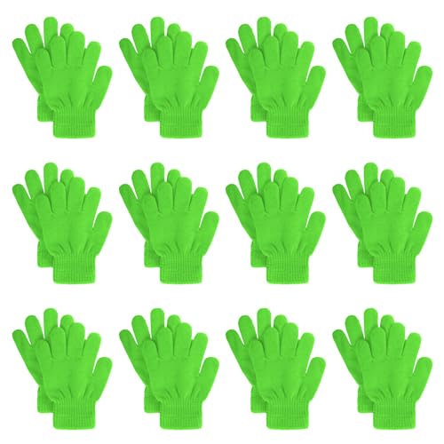 jiebor 12 Pairs Kids Warm Gloves Winter Gloves Knit Gloves for Boys Girls Children Kids