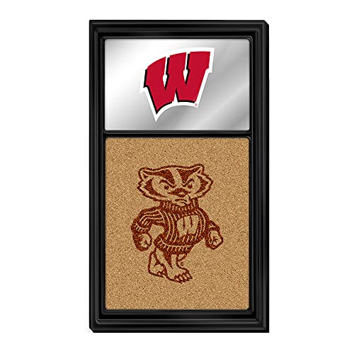 The Fan Brand NCAA Wisconsin Badgers - Dual Logo - Mirrored Cork Note Board - Sports Team Bar Sign Décor: Home, Dorm, Garage, Office, Fan Cave