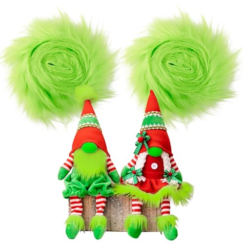 BOFUNX 2pcs 1.5m×5cm Kunstfell Band Grün Langhaarplüsch Basteln...