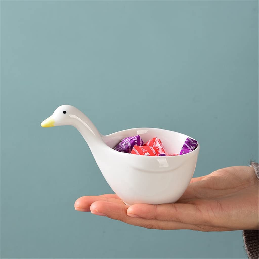 ygqzm Cute Little Goose Shaped Ceramic Serving Bowl with Handle for Snacks  Dessert Sauce Kids Food Serving Dishes Kawaii Tableware