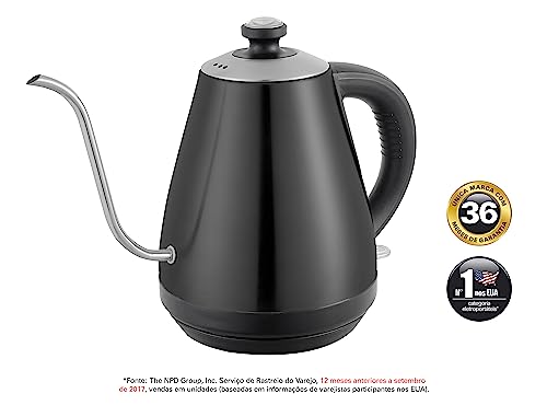 Chaleira Elétrica Pescoço de Ganso, Inox Preta, 110v, Hamilton Beach glide