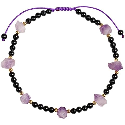 Wizock Raw Amethyst & Black Agate Anklet Cover