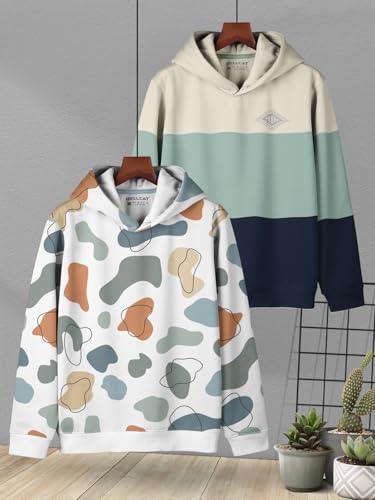Image of HELLCAT Trendy Printed Cotton Blend Hoodie Sweatshirt for Boys - Pack of 2