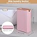 iEGrow 65L Slim Laundry Hamper, Narrow Laundry Basket with Lid,Foldable Clothes Hamper with Bamboo Handles,Hamper Basket with Removable Inner Bag for Laundry Room Bedroom College Dorm,17.17 Gals Pink