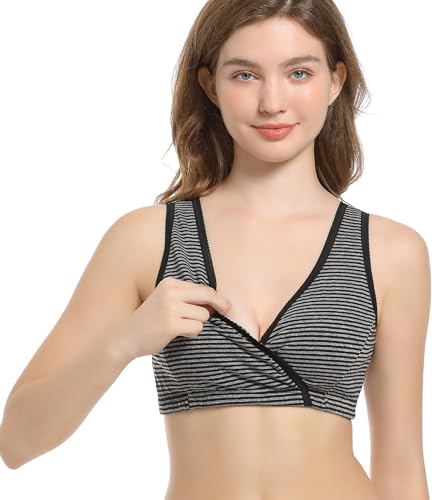 Image of CAKYE 3 Pack Maternity Nursing Sleep Bra Breastfeeding Cotton Bralette