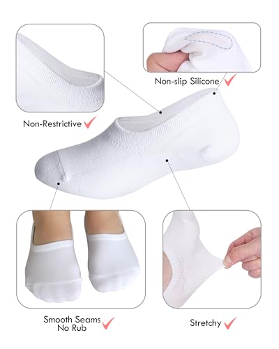 Image of CHUNG Toddler Little Boys Girls No Show Liner Cotton Socks Thin Multi Solid Color White Summer 10 Pack 2T-12Years