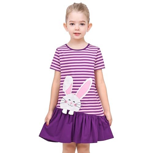 Image of Sunny Fashion Girls Dress Easter Bunny Ears Headband Egg Hunt Size 3-8