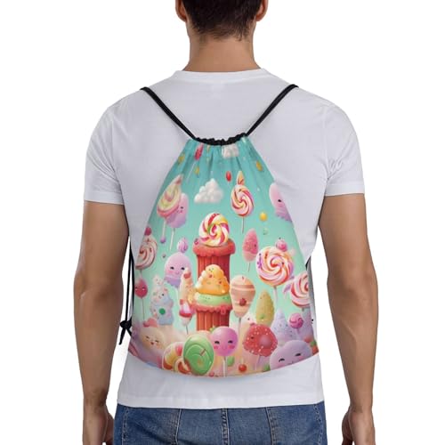 Drawstring Bag Lightweight Small Gym Bag for Women Candy Happy Soccer Backpack for Sports Travel2