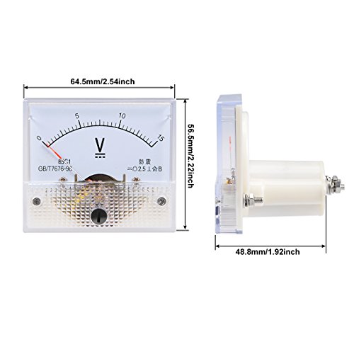 Image of uxcell DC 0-15V Analog Panel Voltage Gauge Volt Meter 85C1 2.5% Error Margin