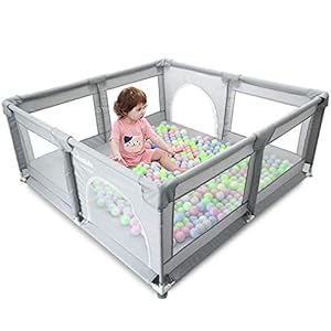 Babay Playpen Extra Large Activity Center Indoor & Outdoor Large Playpen with Anti-Slip Base, Sturdy Safety Fence with…
