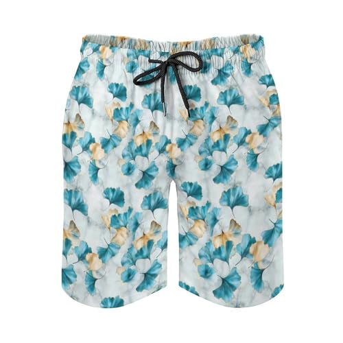 Ginkgo Marble Mens Swim Trunks Quick Dry Beach Swimming Shorts with Mesh Lining and Pockets3