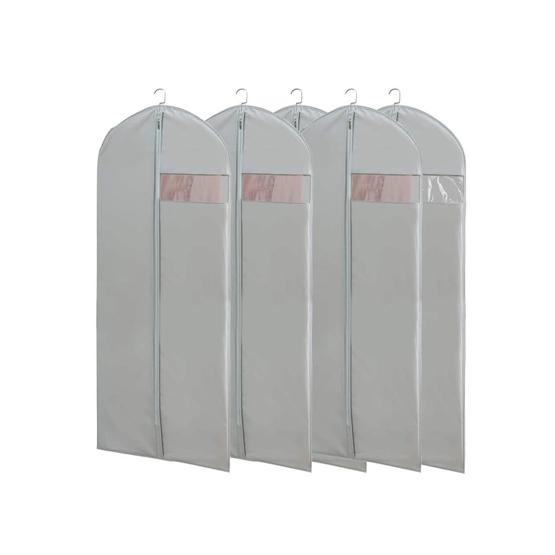 XIANTIAN Clothes Protector Bags Dustproof Clothes Covers Moth Proof Coat Covers with Zip， (Set of 5) Foldable Washable Clear Lightweight Garment Bags (grey, 60x120)