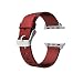Wearlizer Genuine Leather Watch Band Replacement Strap w/ Metal Clasp for Apple Watch all Models 38mm and 42mm Classic Buckle (38mm Red)