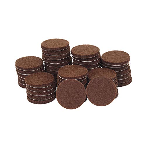 Tenn Well - Almohadillas de fieltro para muebles, redondas, gruesas, autoadhesivas, de fibra, resistentes, para muebles y suelos (paquete de 50), marrón