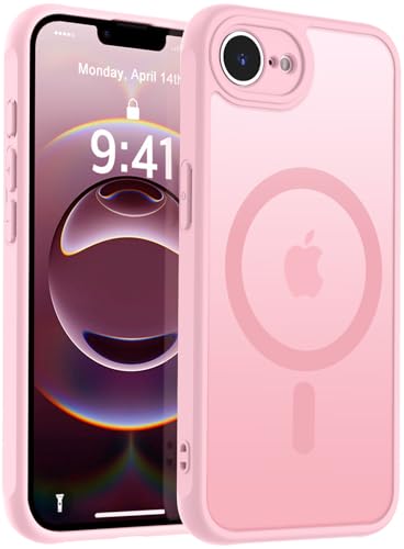 MOCCA Strong Magnetic for iPhone 16e Case [Compatible with Magsafe] [Full Camera Protection] Slim Translucent Matte Shockproof Cover for iPhone 16e Phone Case 6.1'',Pink