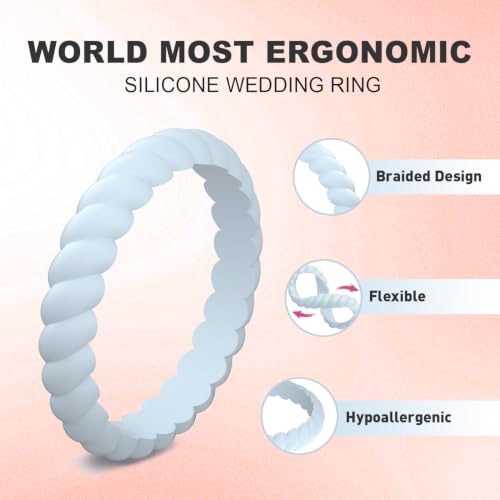 Image of Egnaro Women's Silicone Anniversary Wedding Ring 2.5mm Wide 1.8mm Thick | Comfort-Fit Design Offers Flexible Wear for Nurses, Workouts, Work, Pregnancy, Travel, Daily Activities and Active Lifestyles