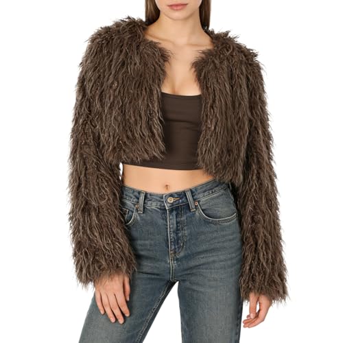 Manteau en fourrure synthétique chaud à manches longues hiver