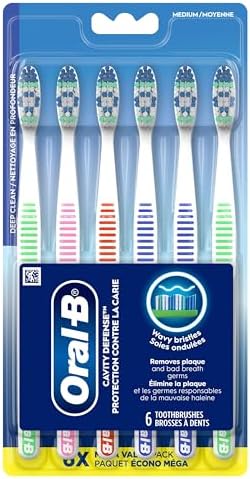 Oral-B Essential Clean Toothbrushes, Removes Plaque, Medium, 6 Count