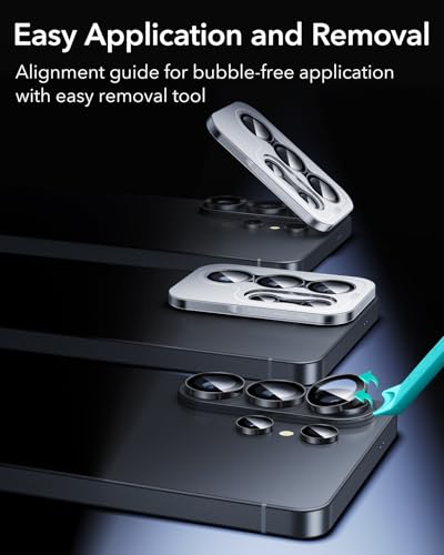 Image of ESR for Samsung Galaxy S22 Ultra Camera Lens Protector, Individual Lens Protectors, Ultra-Thin Tempered Glass with Aluminum Edging, Case Friendly, 5 Set, Black