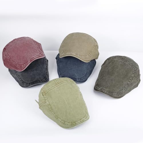 Image of 3Pcs Men's Newsboy Caps Cotton Cooling Hat Adjustable Flat Cap for Men