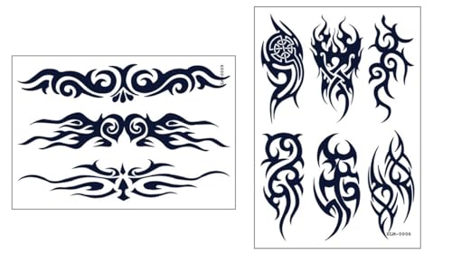 Lot de 2 tatouages tribaux - Tatouage semi-permanent - Tatouage longue durée - XLM06 09