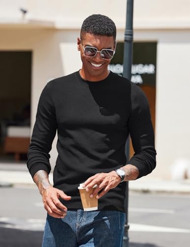 COOFANDY Mens Dress Pullover Sweater Lightweight Waffle Knit Sweater Slim Fit Crewneck Business Casual Sweater3