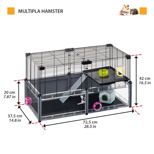 Hamsterheim, Mäusekäfig MULTIPLA Hamster, aus Metallgitter und recyceltem Kunststoff, mit Zubehör, Modularer