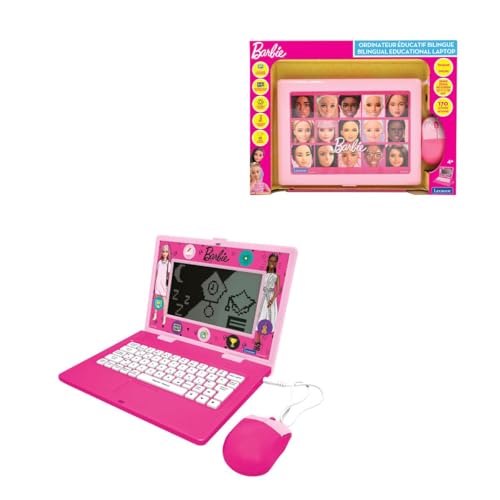 Lexibook, Ordinateur Portable Parlant éducatif bilingue Barbie avec 170 activités (85 dans Chaque...