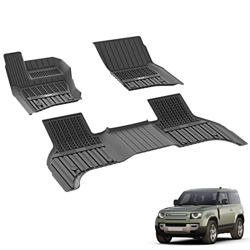 3W Floor Mats Compatible for Land Rover Defender TPE All Weather Custom Fit Floor Liner for 2019-2023 Land Rover Defender 1st, 2nd Row Floor Liners, Black(Full 4 Doors 5 Seat only)