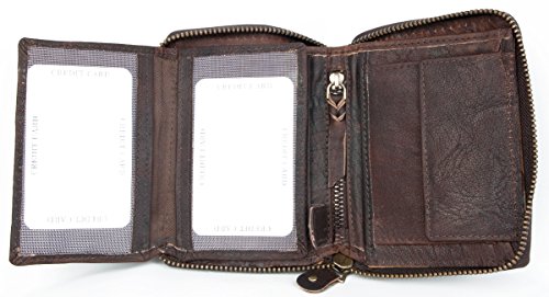 FLW Large Natural Dark Brown Zip-Around Durable Genuine Leather Wallet with Scorpion4