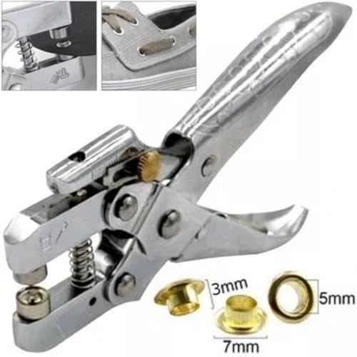 Alicate aplicar ilhós 2 em 1 profissional fura e aplica + 100 ilhoses