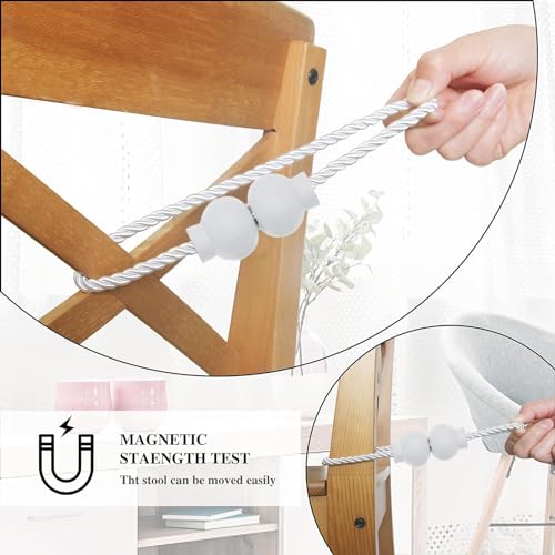 HIASTRA 2 Pack Magnetic Curtain Tiebacks Modern Handmade Rope Curtain Tie Backs Decorative Drapes Weave Holdbacks for Home Outdoor Bedroom Office Decorative Curtain, White