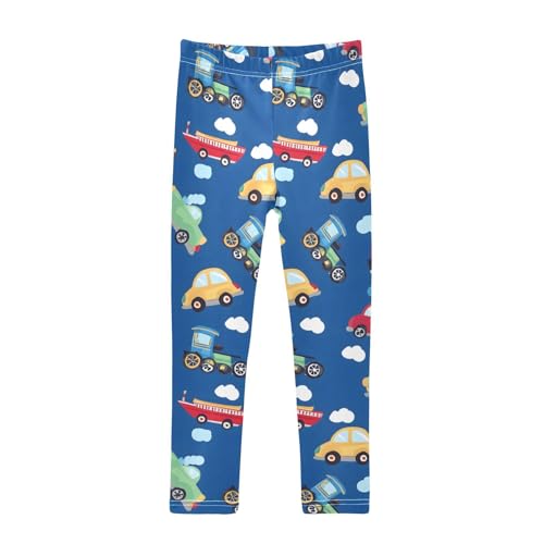 ALAZA Girls' Leggings Children's Yoga Pants Skinny Printed Dance Cute Truck Cartoon Comfortable 4T