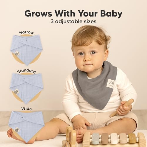 KeaBabies 8-Pack Muslin Baby Bibs for Boys, Girls and 8-Pack Baby Bandana Bibs - Muslin Bandana Scarf for Kids, Infant, Boys & Girls - Stylish Unisex Kids Scarf for Drooling & Teething4