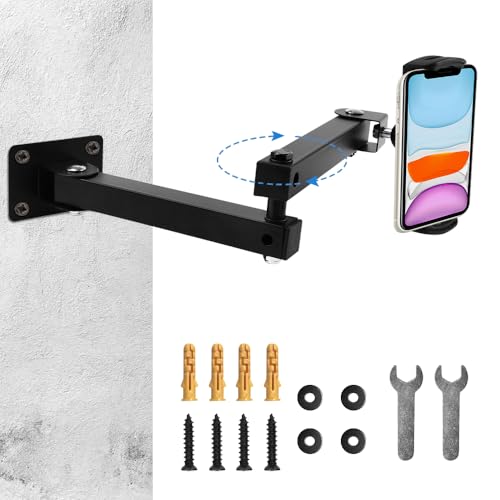HEKOBAG Soporte de Pared para Tablet y Teléfono Móvil - Brazo Largo de Metal Ajustable Con Montaje...